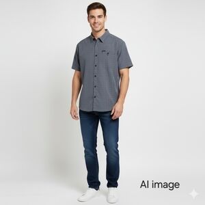 Columbia Gray Plaid Short Sleeve Shirt